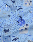 Sea Animals Cotton Dobby - Blue