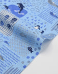 Sea Animals Cotton Dobby - Blue