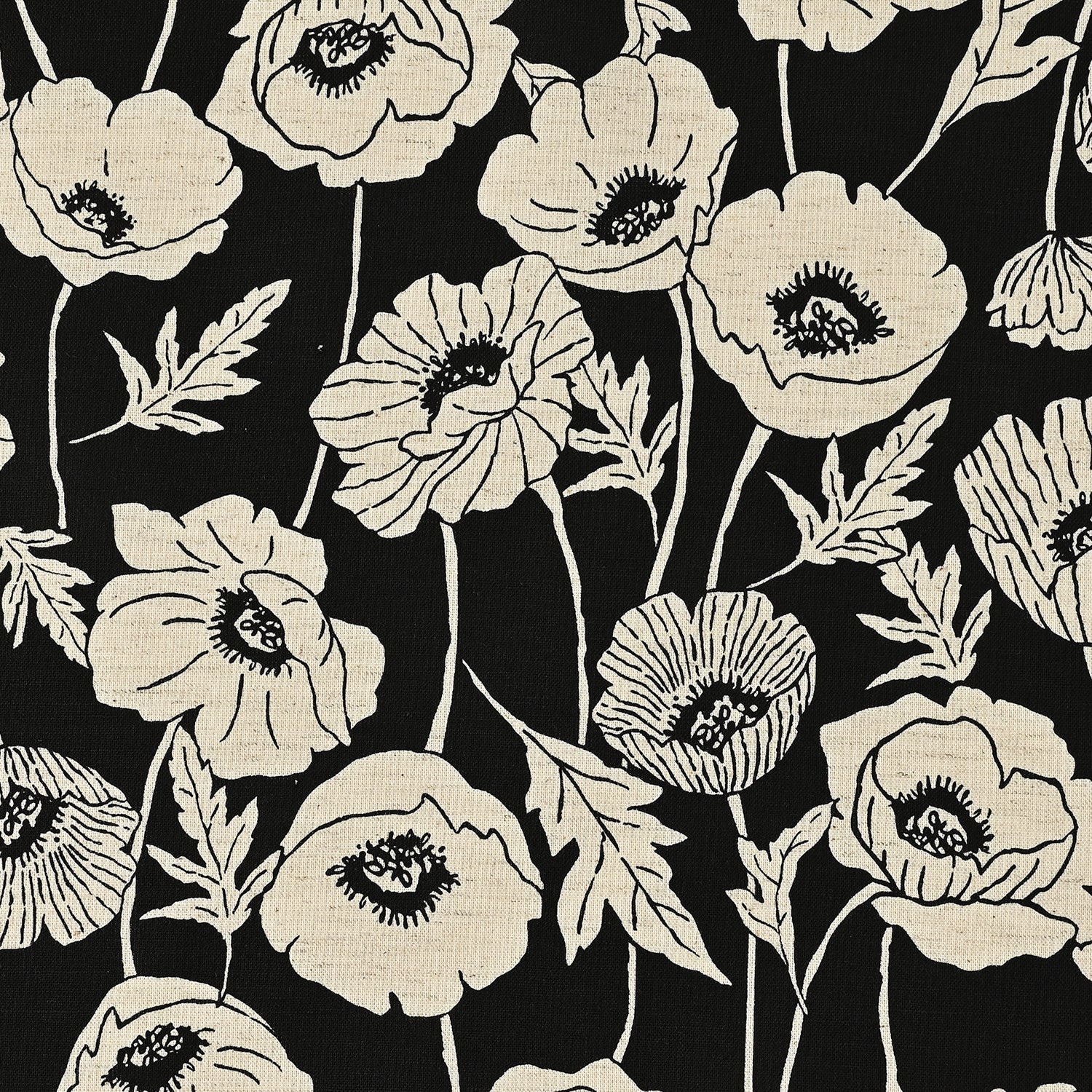 Poppy Flowers Cotton Linen Sheeting