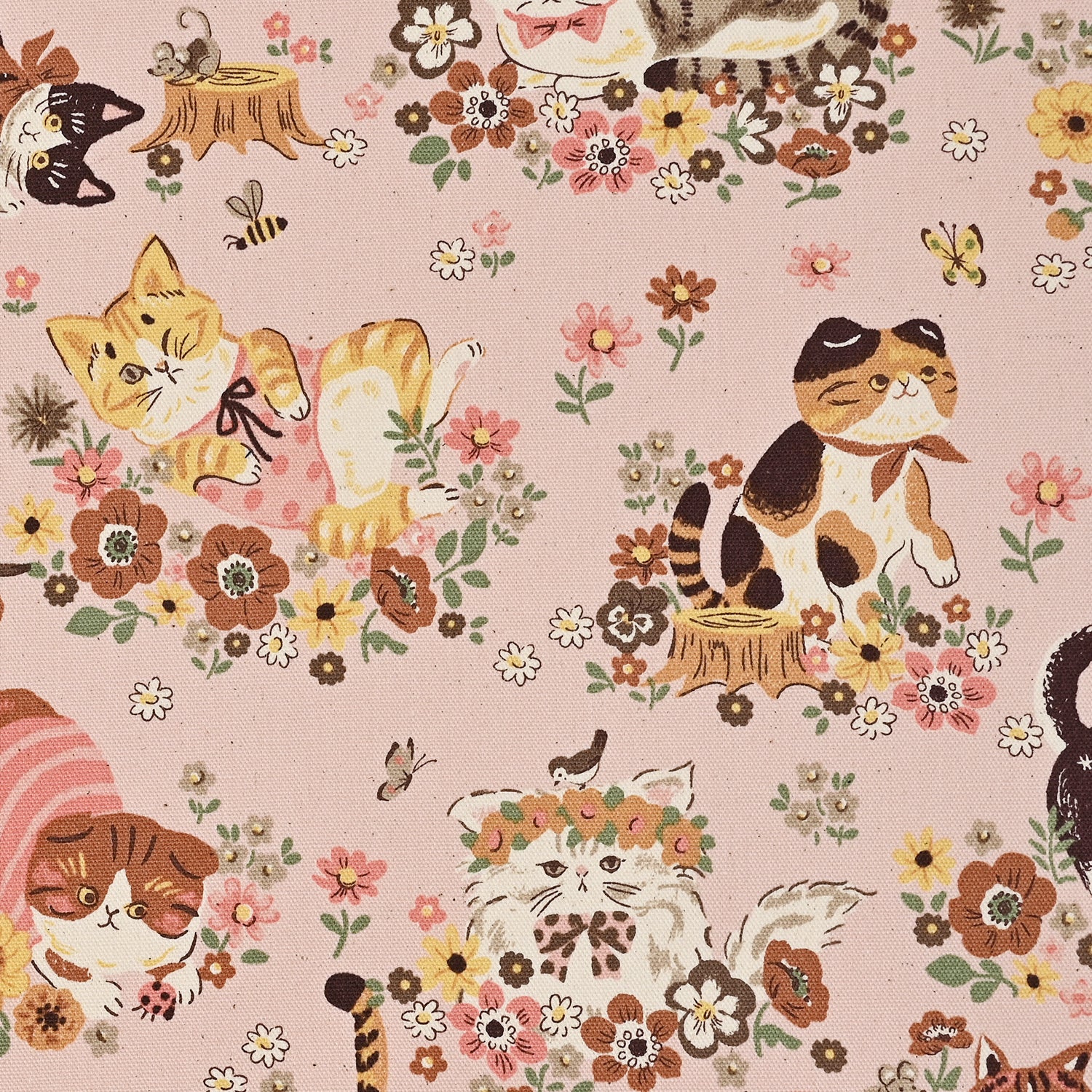 Powerful Animal Cats Flower Garden Cotton Oxford YGA-81050-1