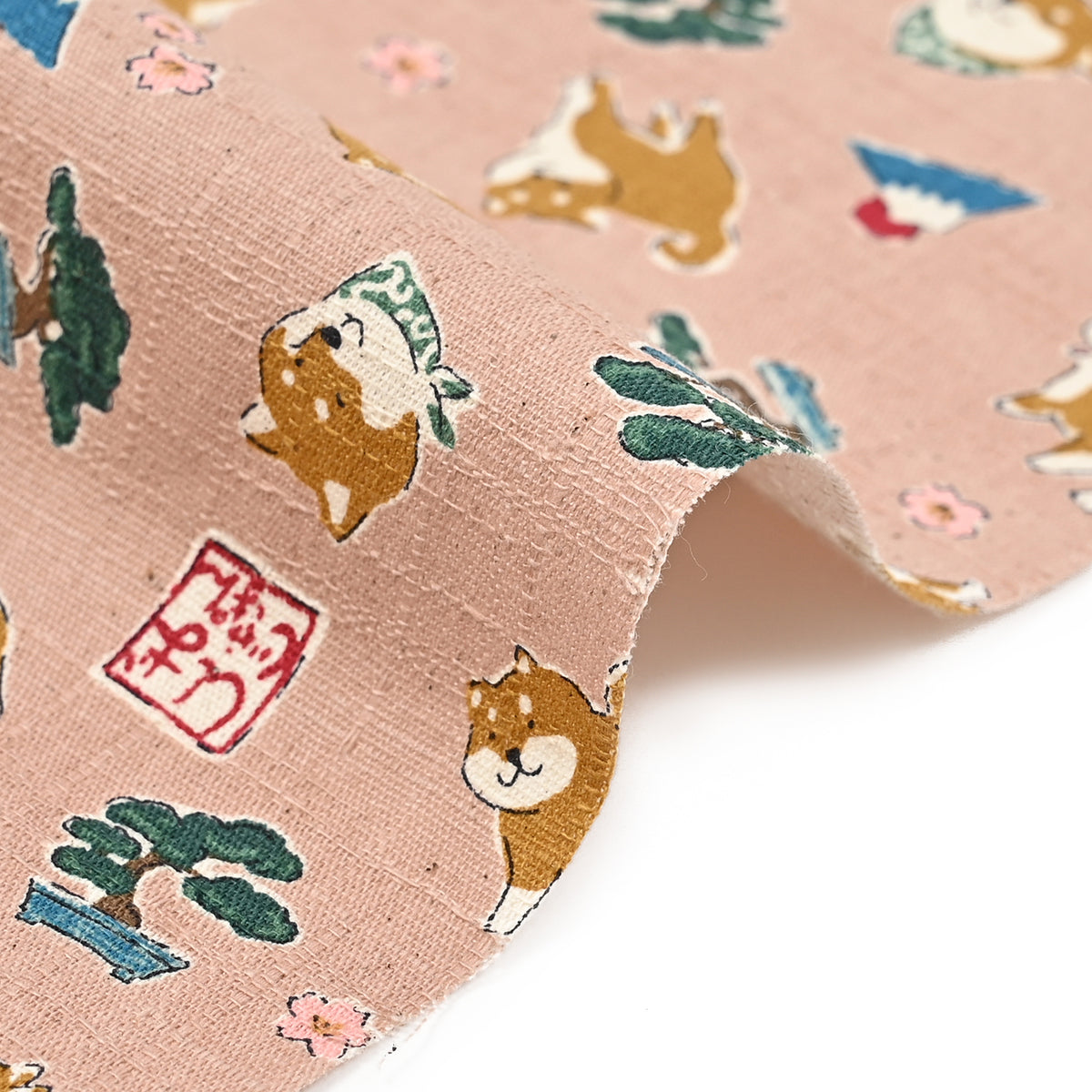 Funny Japan Shiba Inu Cotton Dobby - Pink YKA-31060-2