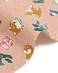 Funny Japan Shiba Inu Cotton Dobby - Pink YKA-31060-2