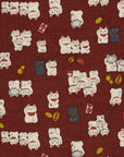 Funny Japan Lucky Cats Cotton Dobby - Red YKA-31060-1