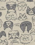 Doodle Animals Cat Cotton Linen Canvas - Light Beige YKA-36000-1