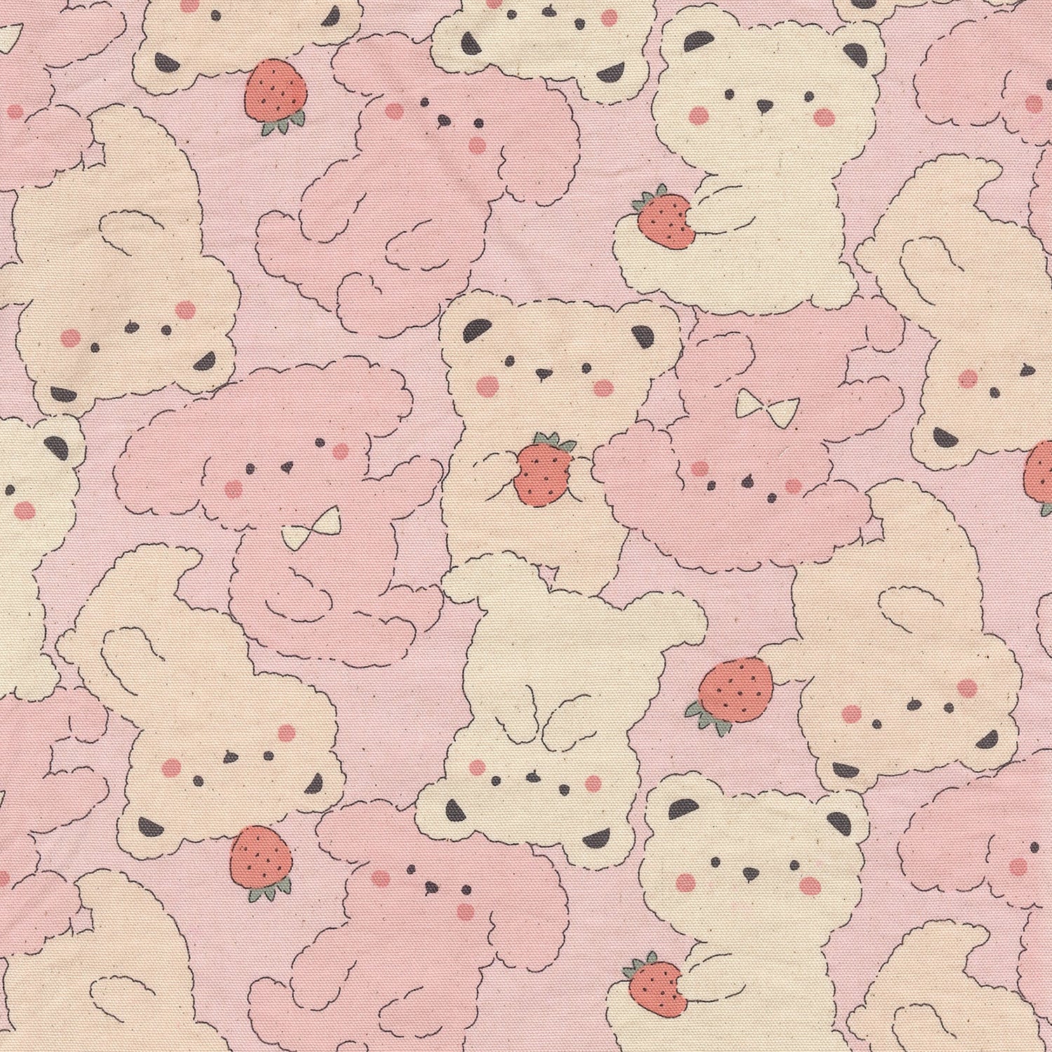 Pastel Bonbon Bear &amp; Dog Cotton Oxford YKA-39030-1