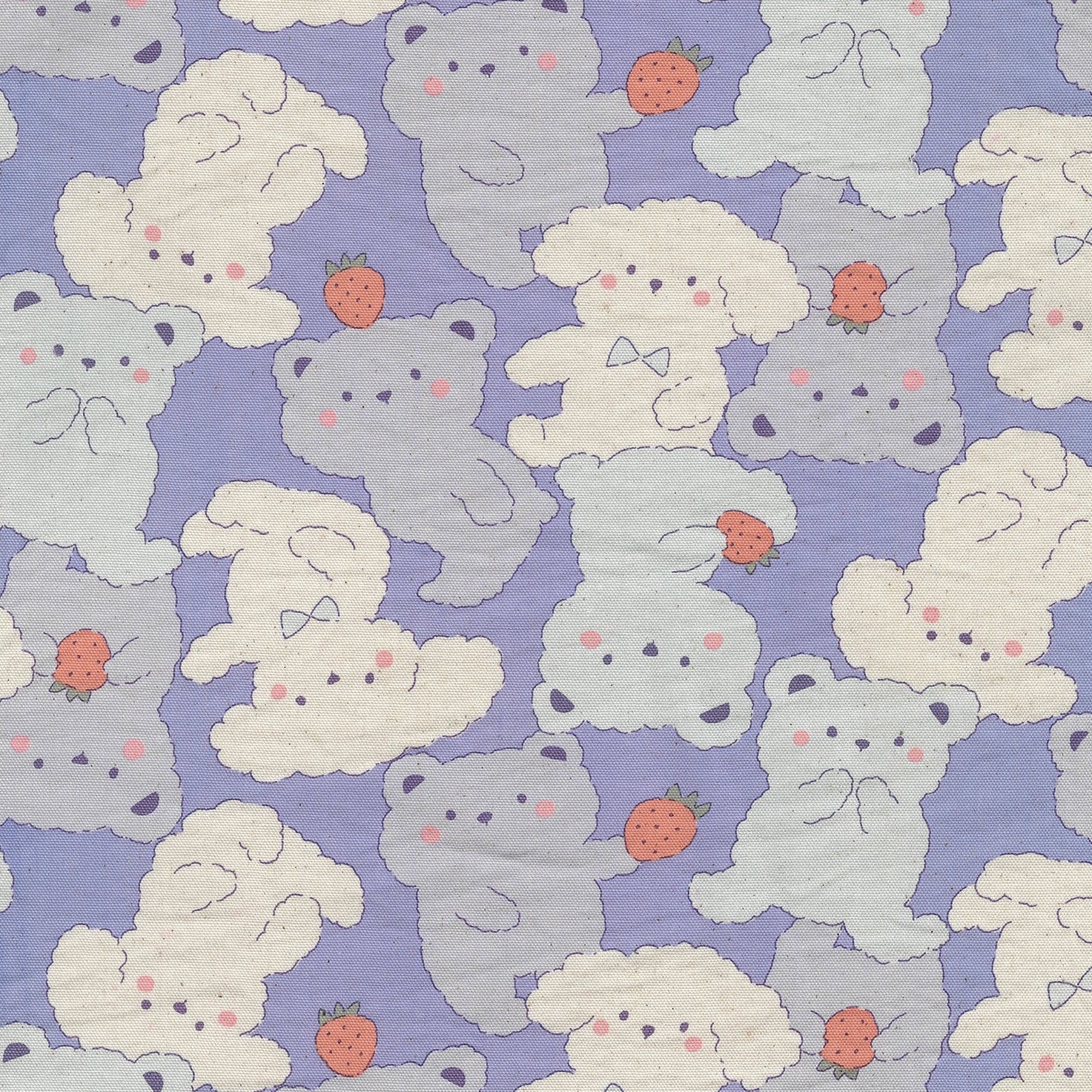 Pastel Bonbon Bear &amp; Dog Cotton Oxford YKA-39030-1