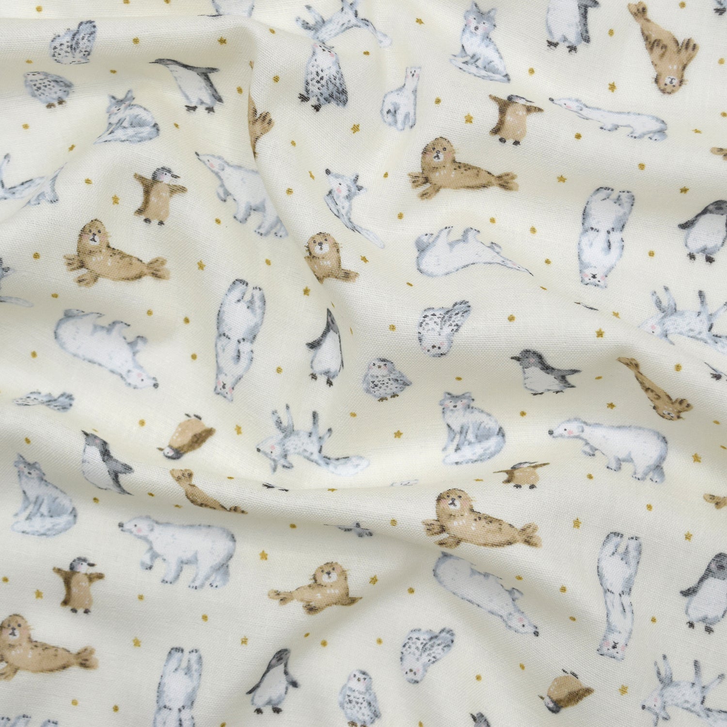 Artic Animals Cotton Double Gauze - Cream