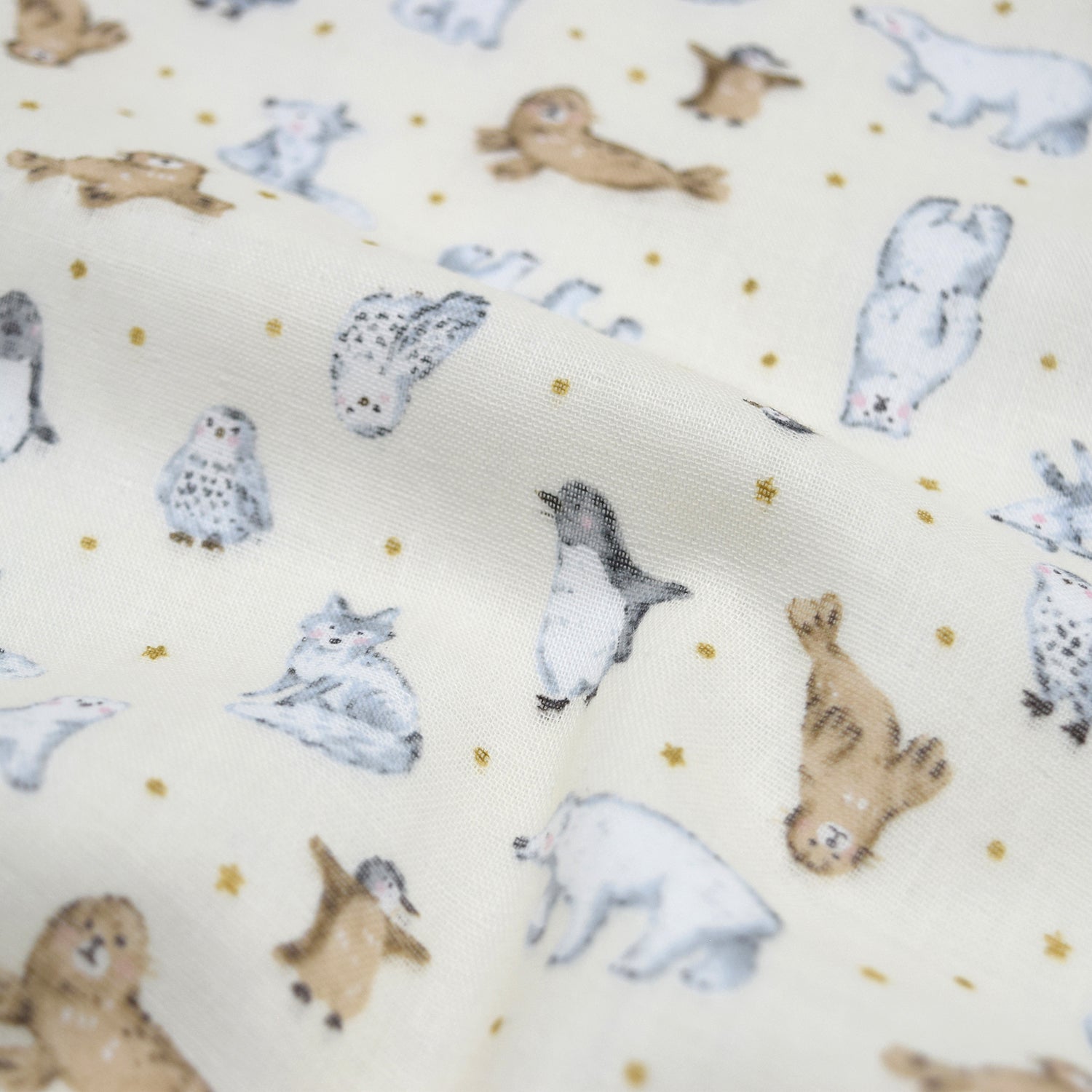 Artic Animals Cotton Double Gauze - Cream