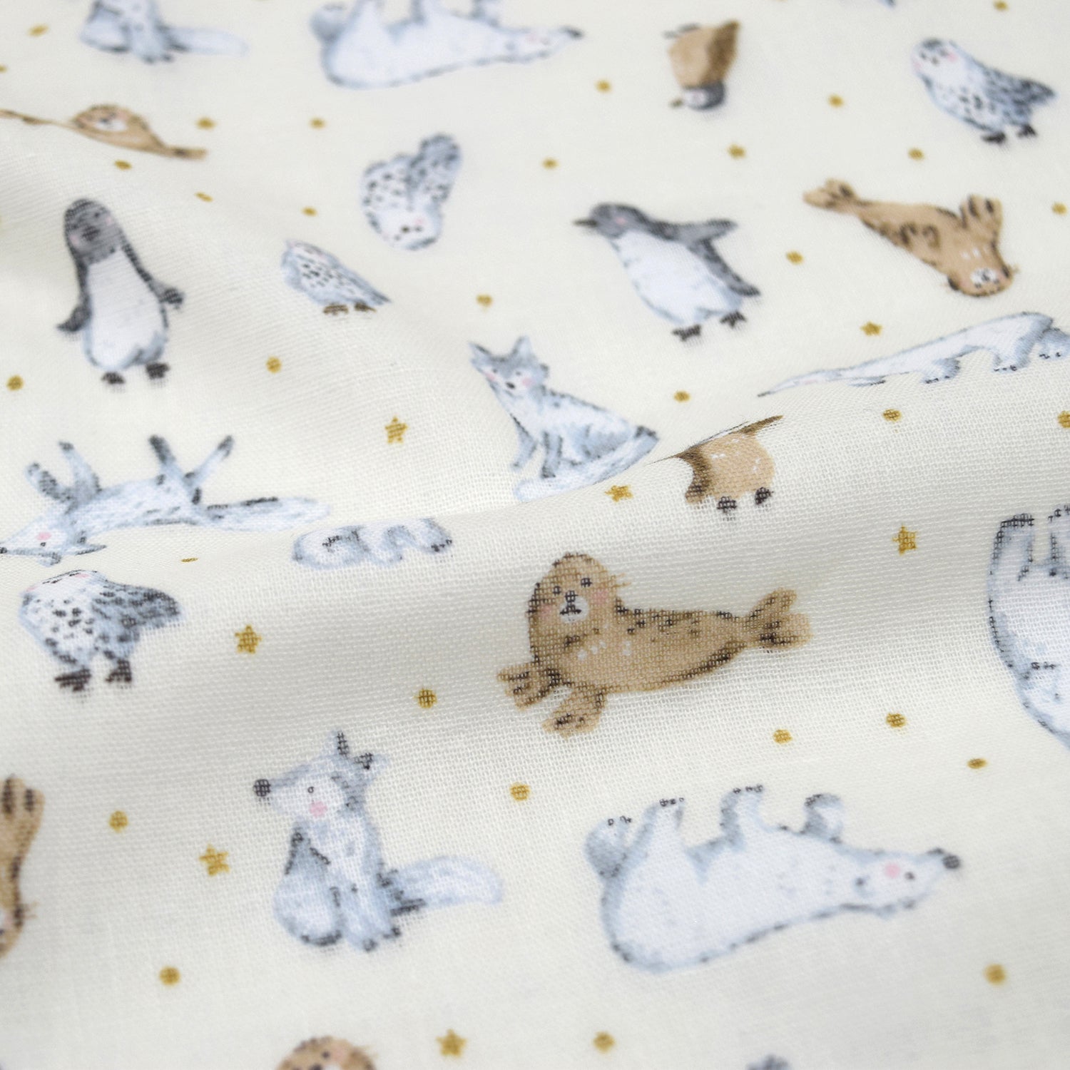 Artic Animals Cotton Double Gauze - Cream