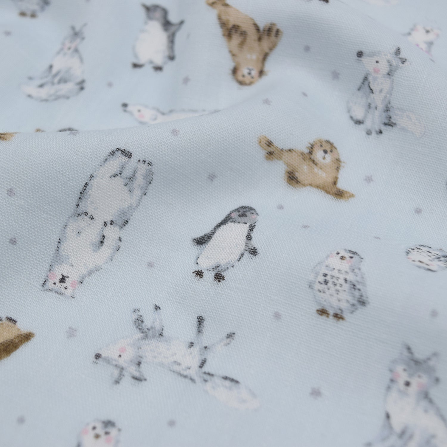Artic Animals Cotton Double Gauze - Light Blue