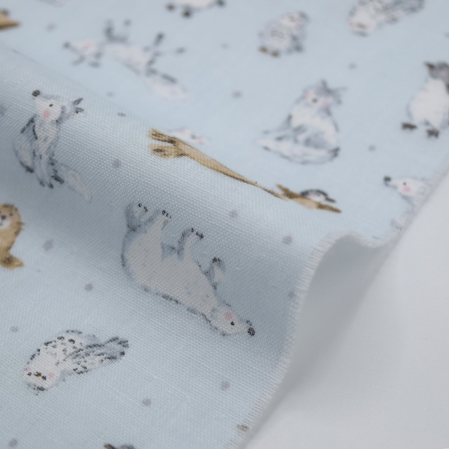 Artic Animals Cotton Double Gauze - Light Blue