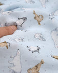 Artic Animals Cotton Double Gauze - Light Blue