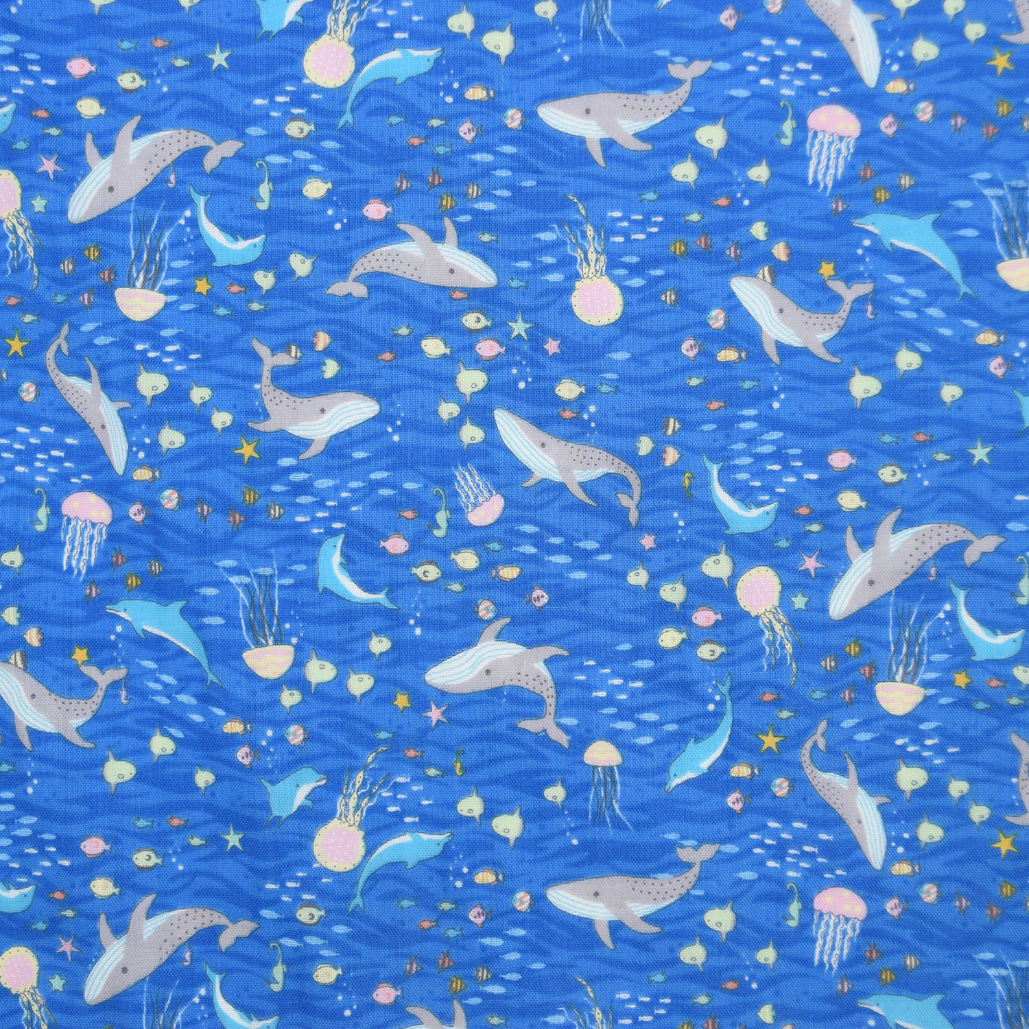 [Fabric Sample] Aquatic Animals Cotton Double Gauze