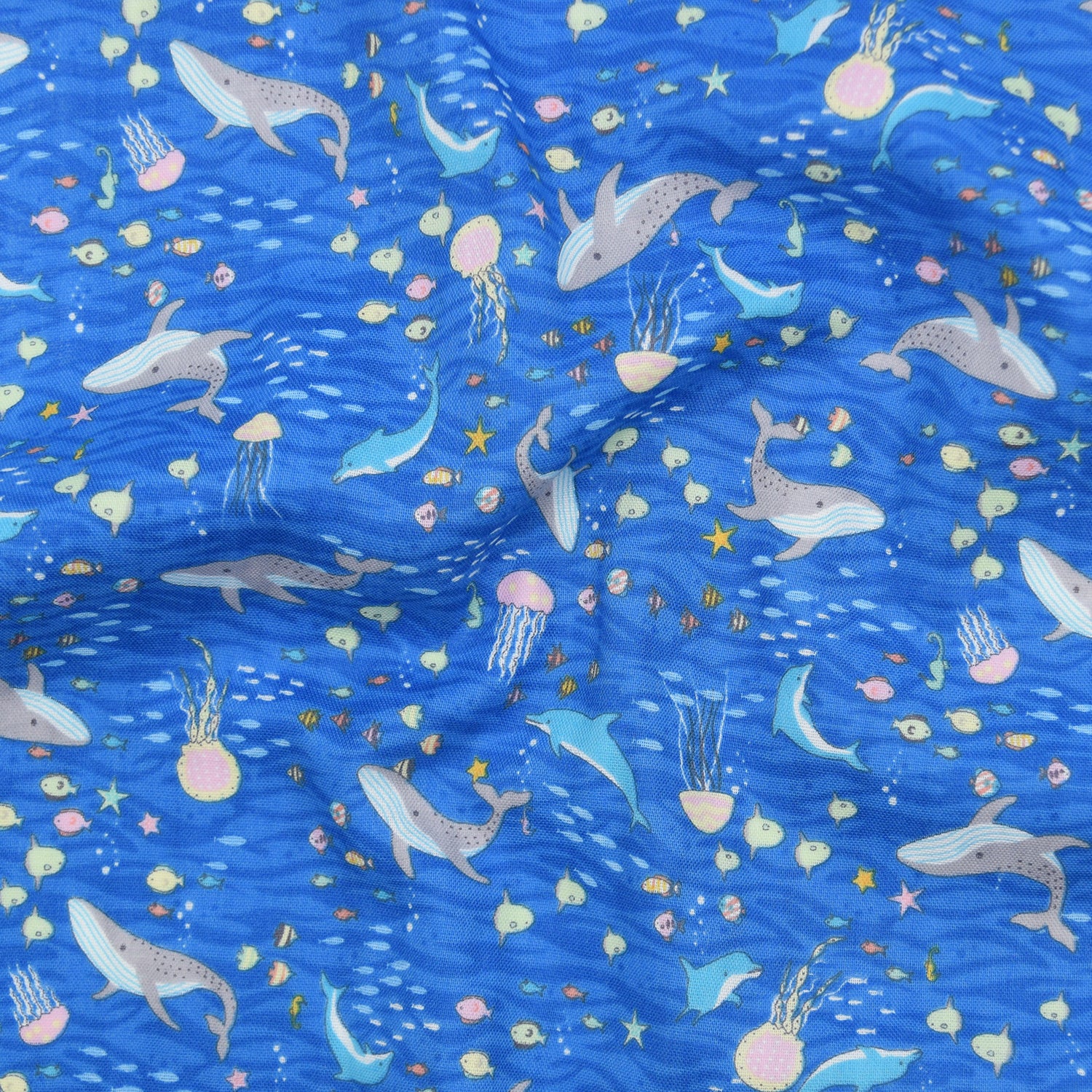 Aquatic Animals Cotton Double Gauze - Blue