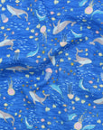 Aquatic Animals Cotton Double Gauze - Blue