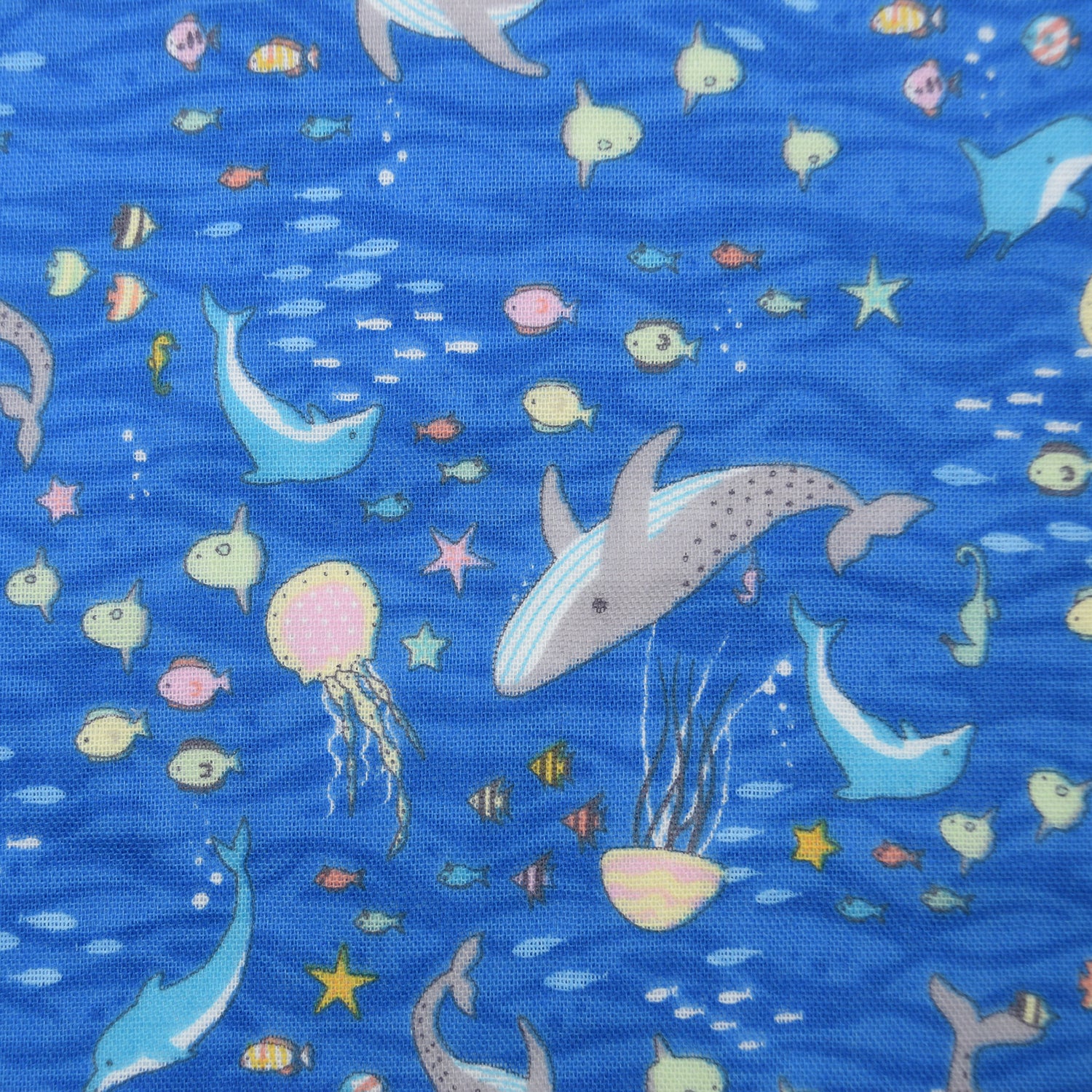 Aquatic Animals Cotton Double Gauze - Blue