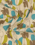 Floral Grid Cotton Linen Sheeting - Light Beige