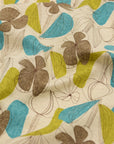 Floral Grid Cotton Linen Sheeting - Light Beige