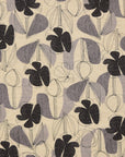 Floral Grid Cotton Linen Sheeting - White x Black