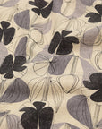 Floral Grid Cotton Linen Sheeting - White x Black