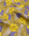 Floral Grid Cotton Linen Sheeting - Dark Beige