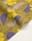 Floral Grid Cotton Linen Sheeting - Dark Beige