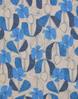 Floral Grid Cotton Linen Sheeting - Grey
