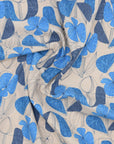 Floral Grid Cotton Linen Sheeting - Grey