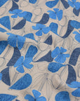 Floral Grid Cotton Linen Sheeting - Grey