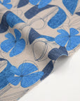 Floral Grid Cotton Linen Sheeting - Grey