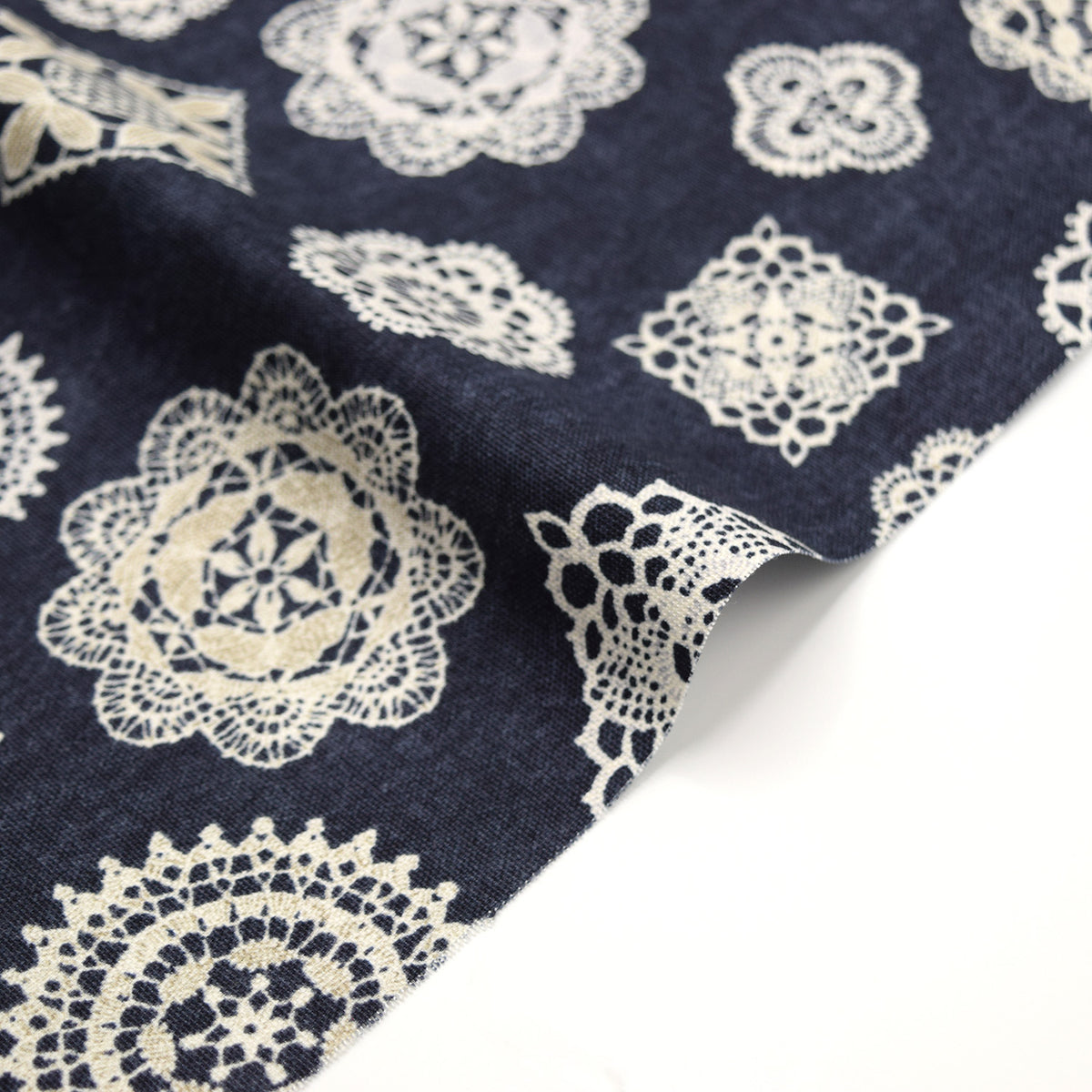[Fabric Sample] Denim Look Lace Cotton Oxford
