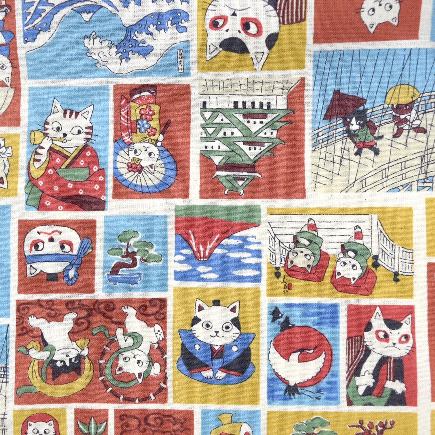 [Fabric Sample] Funny Cats in Japan Cotton Sheeting