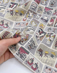 Funny Cats in Japan Cotton Sheeting - Grey