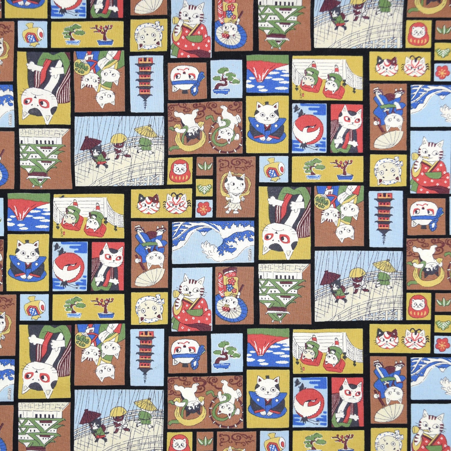 [Fabric Sample] Funny Cats in Japan Cotton Sheeting