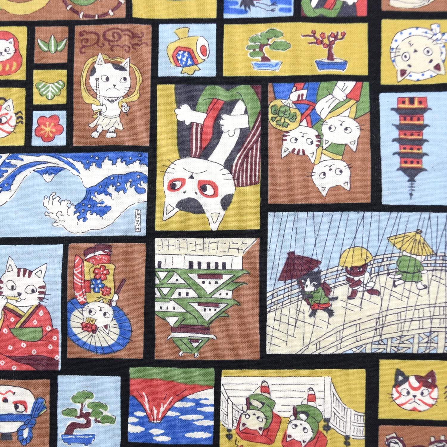 [Fabric Sample] Funny Cats in Japan Cotton Sheeting