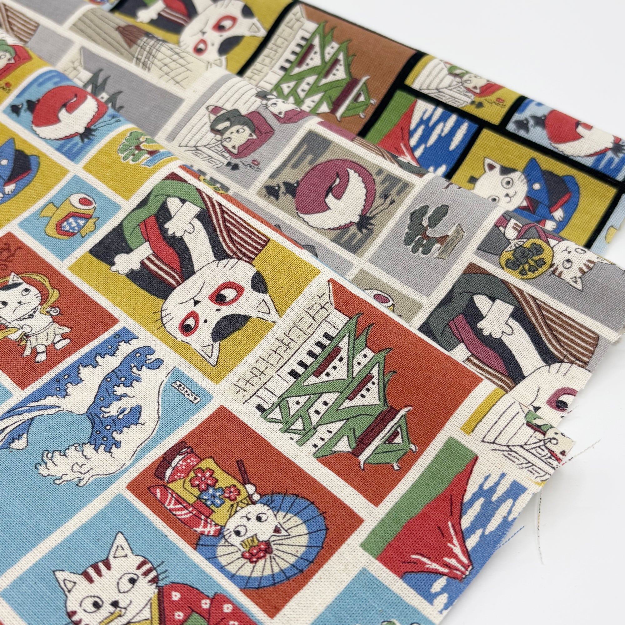 [Fabric Sample] Funny Cats in Japan Cotton Sheeting