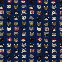 [Fabric Sample] Japanese Cats Cotton Oxford