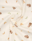 Monkey &  Banana Cotton Double Gauze - White