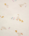 Duck & Flower Cotton Double Gauze - White