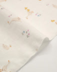 Duck & Flower Cotton Double Gauze - White