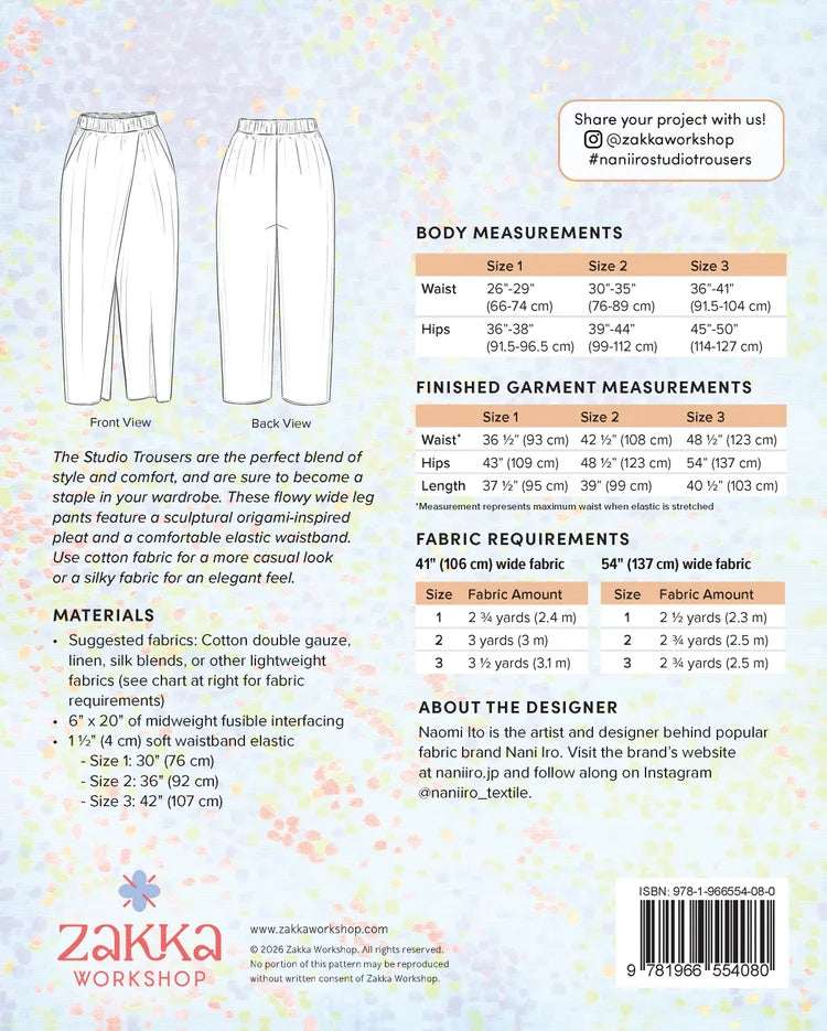 Sewing Pattern | Nani Iro Studio Trousers