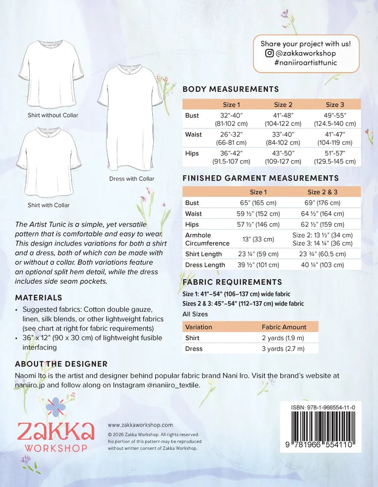Sewing Pattern | Nani Iro Artist Tunic