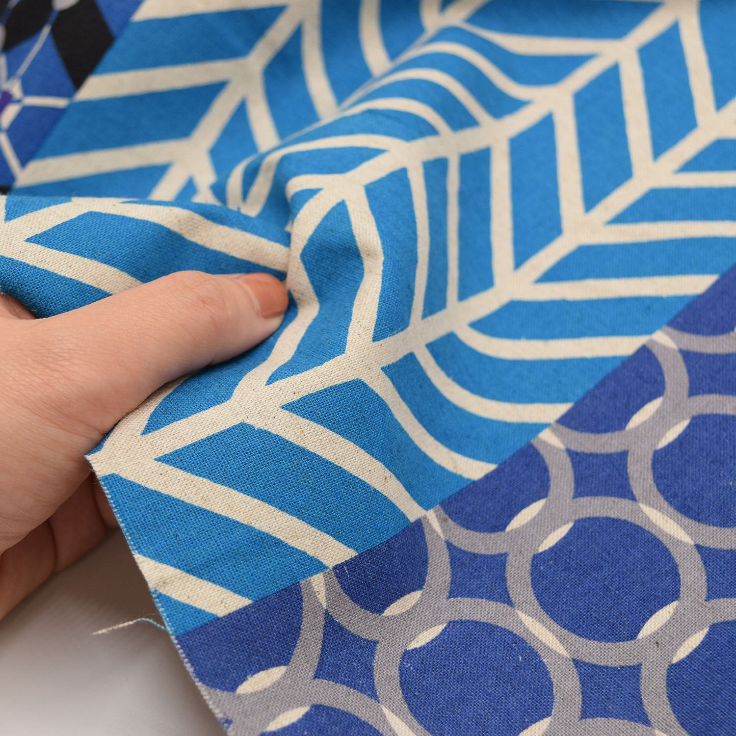 echino Geometric Panels Canvas - Blue