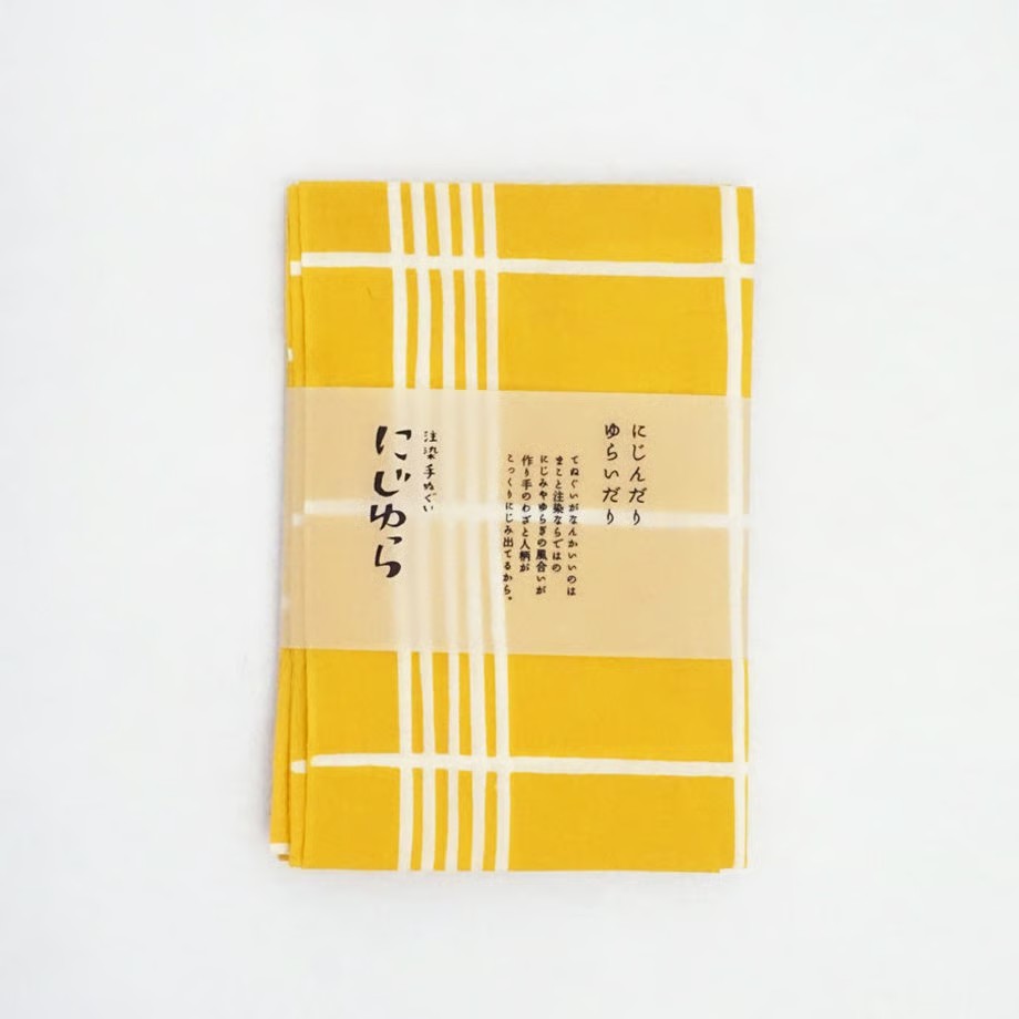[Kokka Lifestyle] Nijiyura Cotton Tenugui - Yellow Lattice