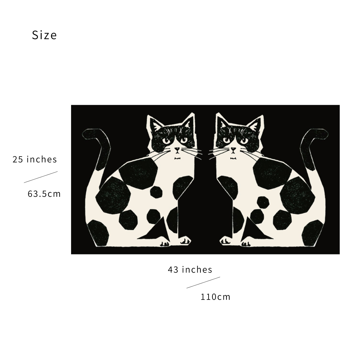 echino Nekonoe TWO CAT Cotton Linen Canvas Panel Fabric EYX-91100-100