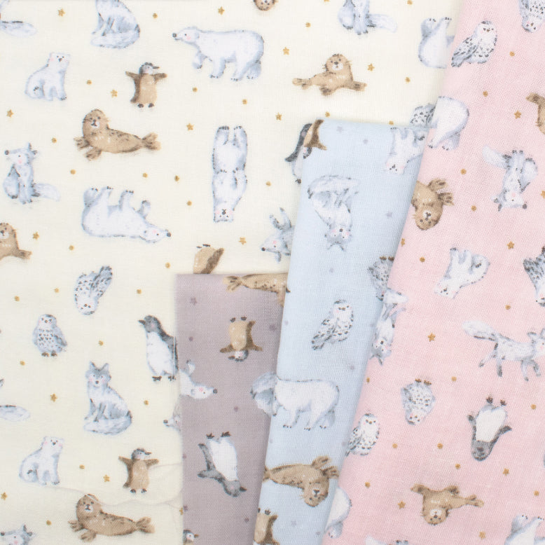 Artic Animals Cotton Double Gauze - Dusty Pink