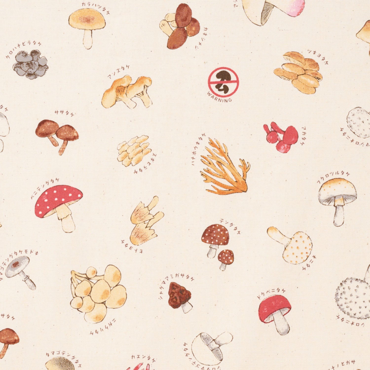 Poisonous Mushroom Cotton Oxford - White