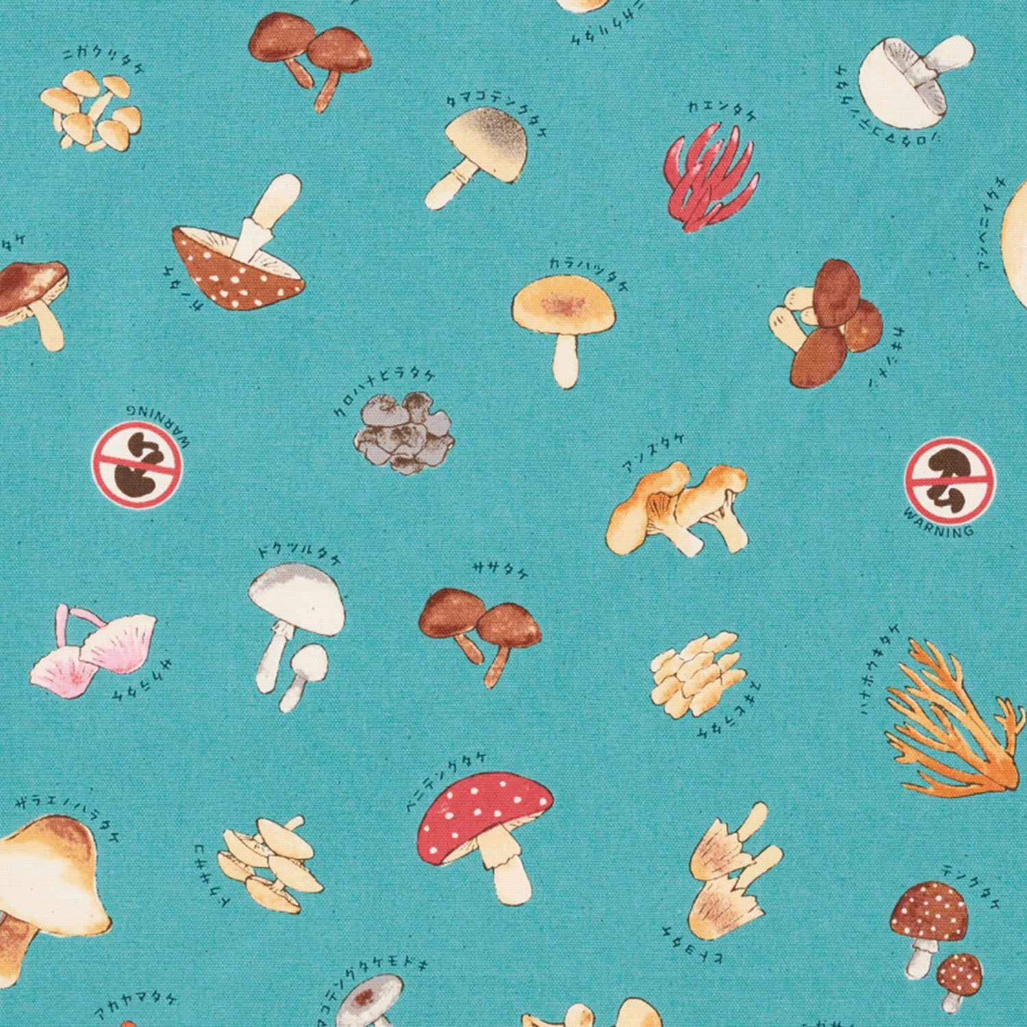 Poisonous Mushroom Cotton Oxford - Blue