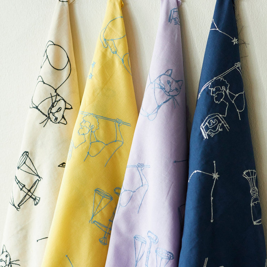 +HAyU fabric Signs of the Zodiac Embroidered Cotton Linen Sheeting
