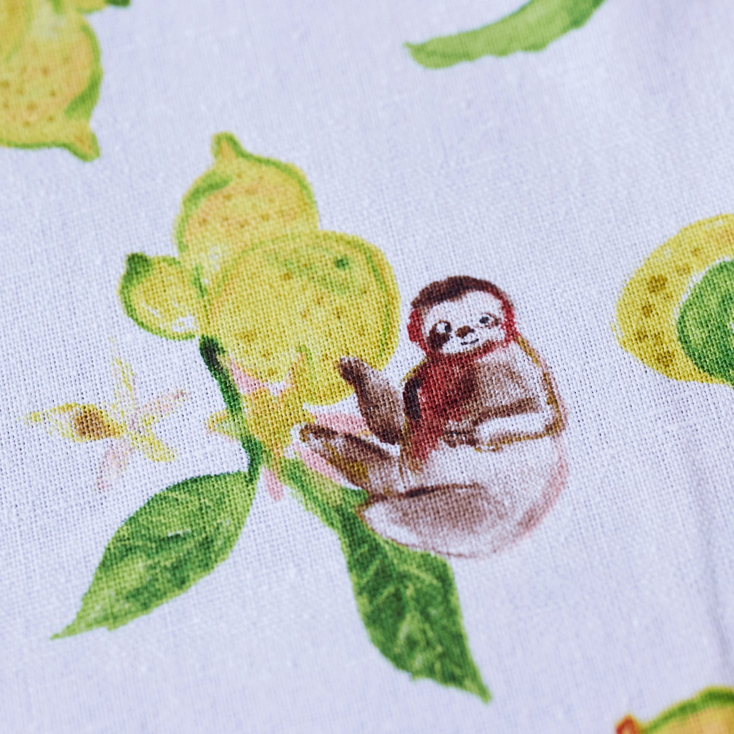 Paper message Lemon &amp; Sloth Cotton Linen Canvas